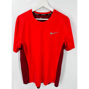Nike Dri-Fit Running Training Tee T-Shirt Short Sleeve Mesh Back Red Men's Large